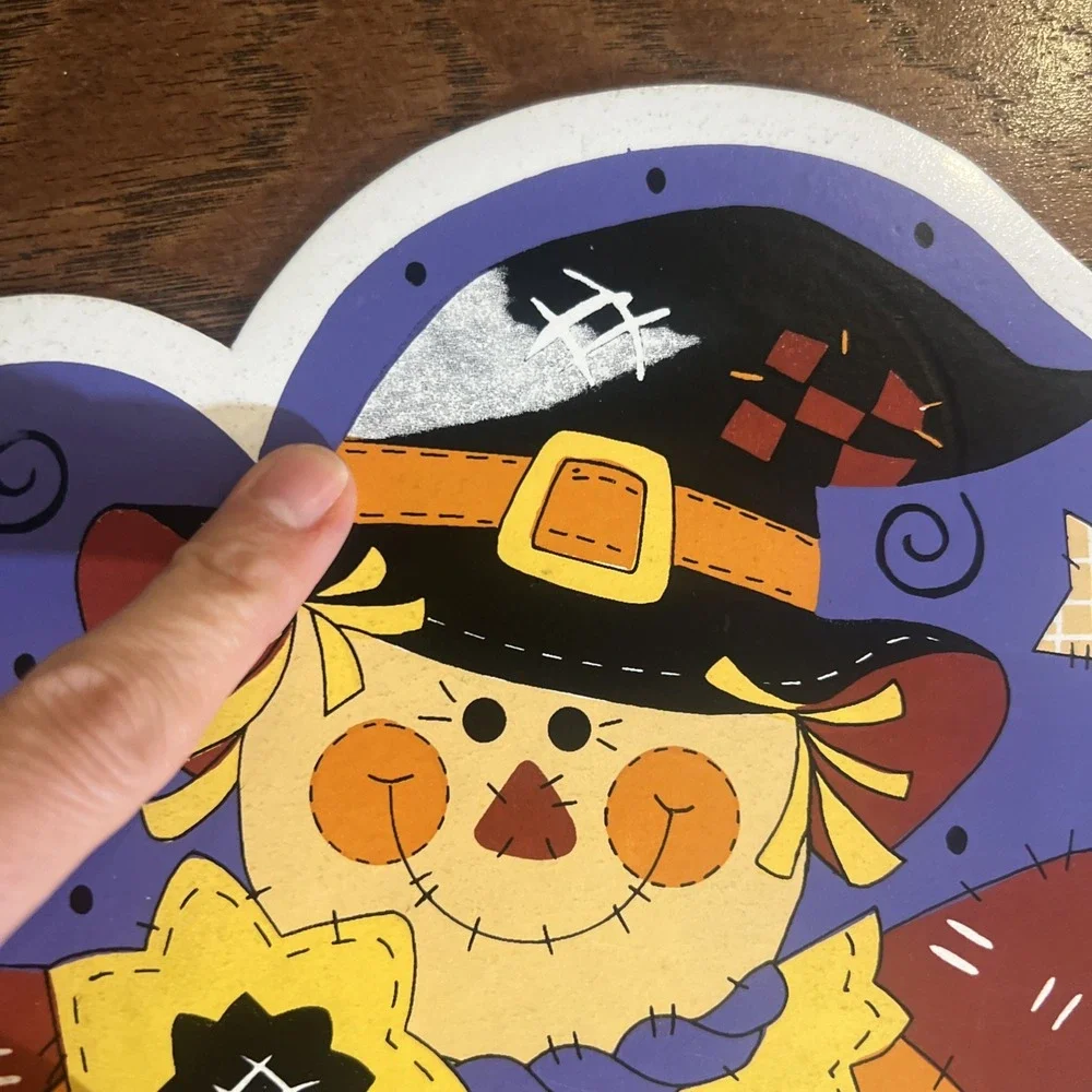 Vintage 1990s Barth Dreyfuss B&D Vinyl Foam Halloween Placemats Cat Scarecrow 4
